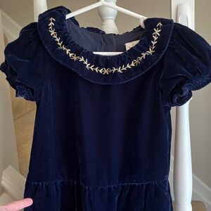 Janie and Jack Midnight Blue Velvet Jumpsuit with Gold Embroidery NWOT